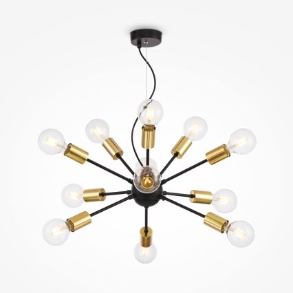 Maytoni T546PL-12B - JACKSON cable-suspended chandelier 12xE27/7W/230V Black/Gold