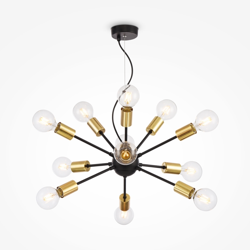 Maytoni T546PL-12B - JACKSON cable-suspended chandelier 12xE27/7W/230V Black/Gold