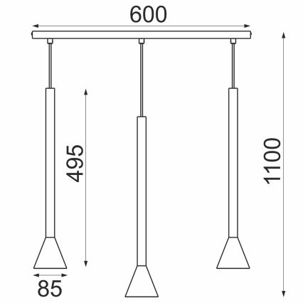 MAZZO cable pendant light 3x GU10/8W/230V, beige