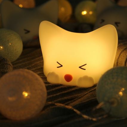MegaLight - LED RGB Dimmable rechargeable children's touch lamp CATTY CAT LED/5V