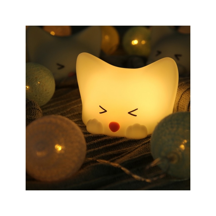 MegaLight - LED RGB Dimmable rechargeable children's touch lamp CATTY CAT LED/5V