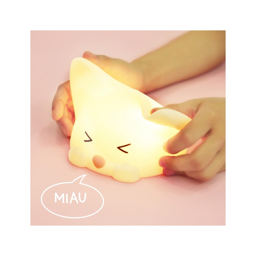 MegaLight - LED RGB Dimmable rechargeable children's touch lamp CATTY CAT LED/5V