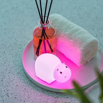 MegaLight - LED RGB Rechargeable children's touch bathtub lamp SWIMMY HIPPO LED/5V IP67