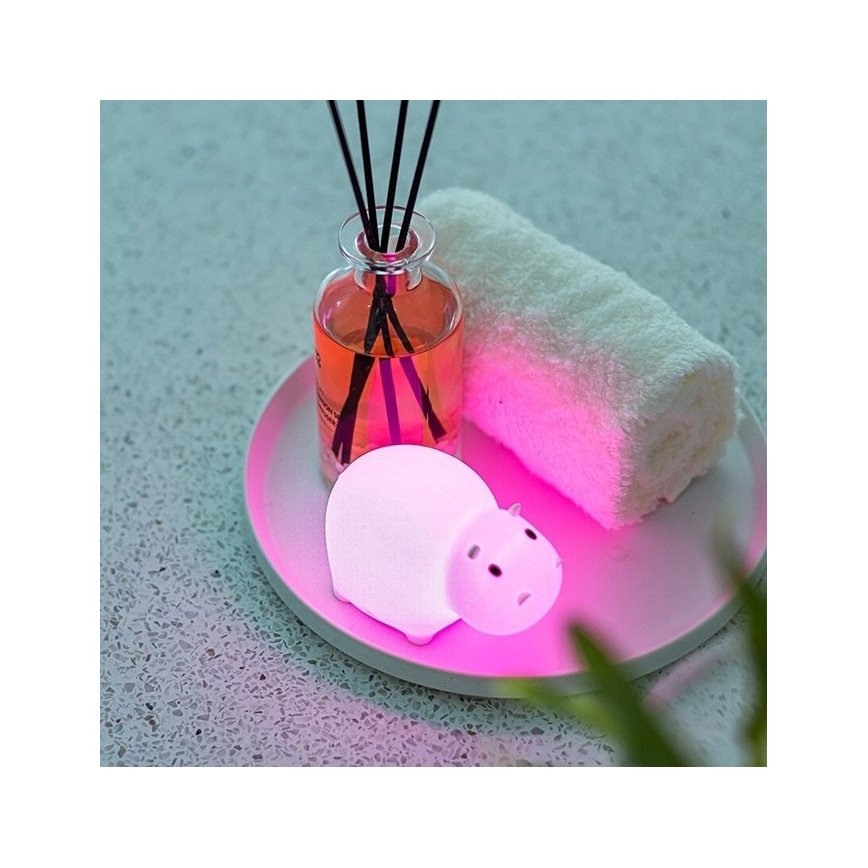 MegaLight - LED RGB Rechargeable children's touch bathtub lamp SWIMMY HIPPO LED/5V IP67