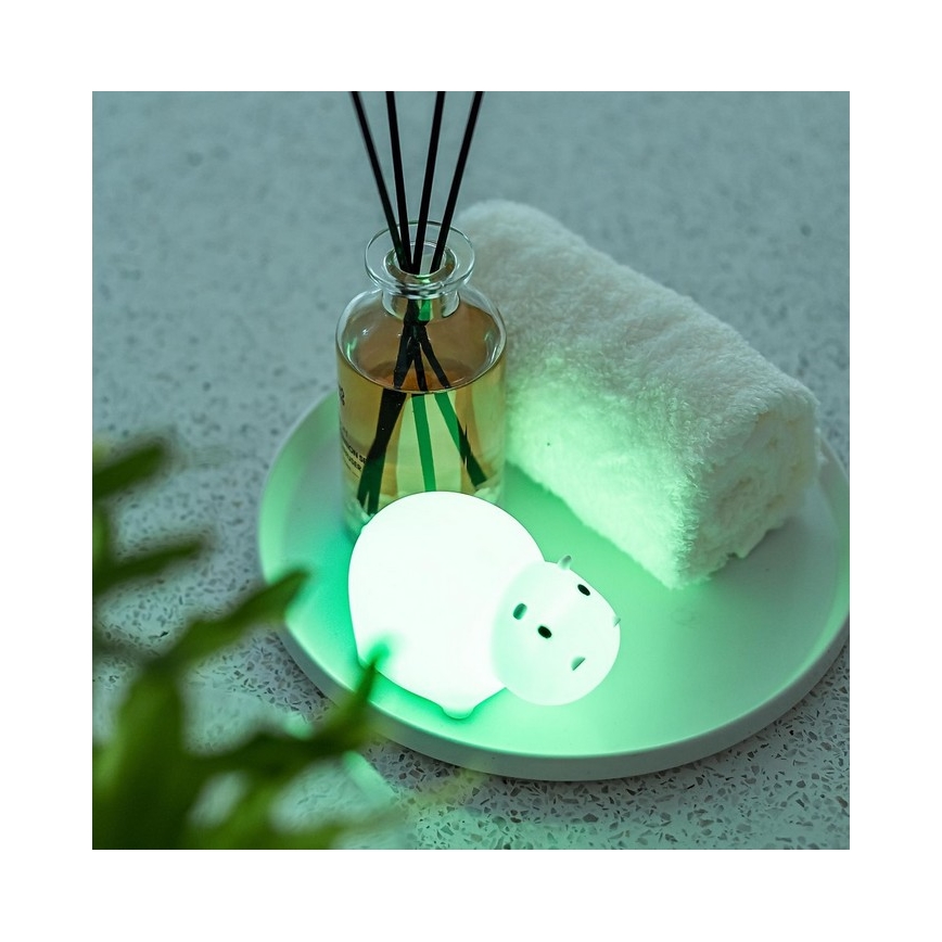 MegaLight - LED RGB Rechargeable children's touch bathtub lamp SWIMMY HIPPO LED/5V IP67