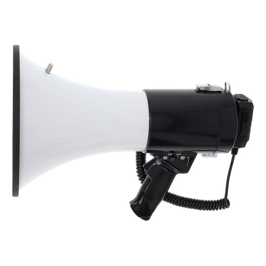Megaphone with an external microphone USB 25W/8xC white/black
