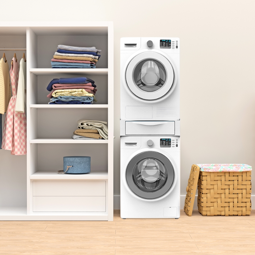 Meliconi 656112 - Washer and Dryer Pedestal with 28 L Pull-Out Drawer, White