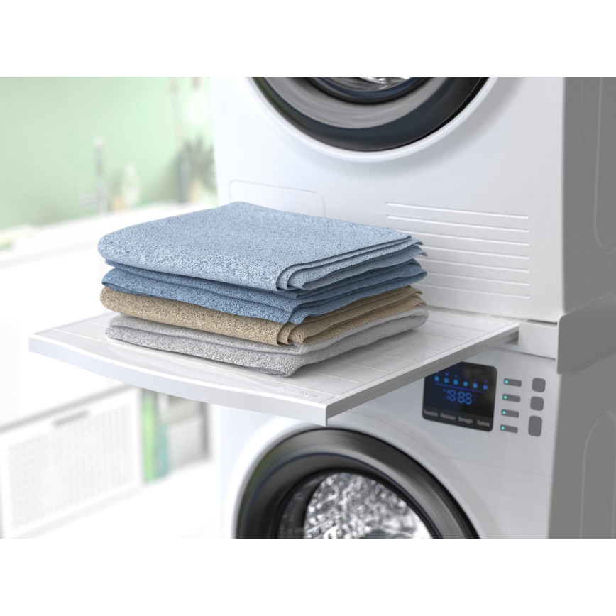 Meliconi 656113 - 70 cm Pedestal with Pull-Out Drawer for Washer and Dryer, White