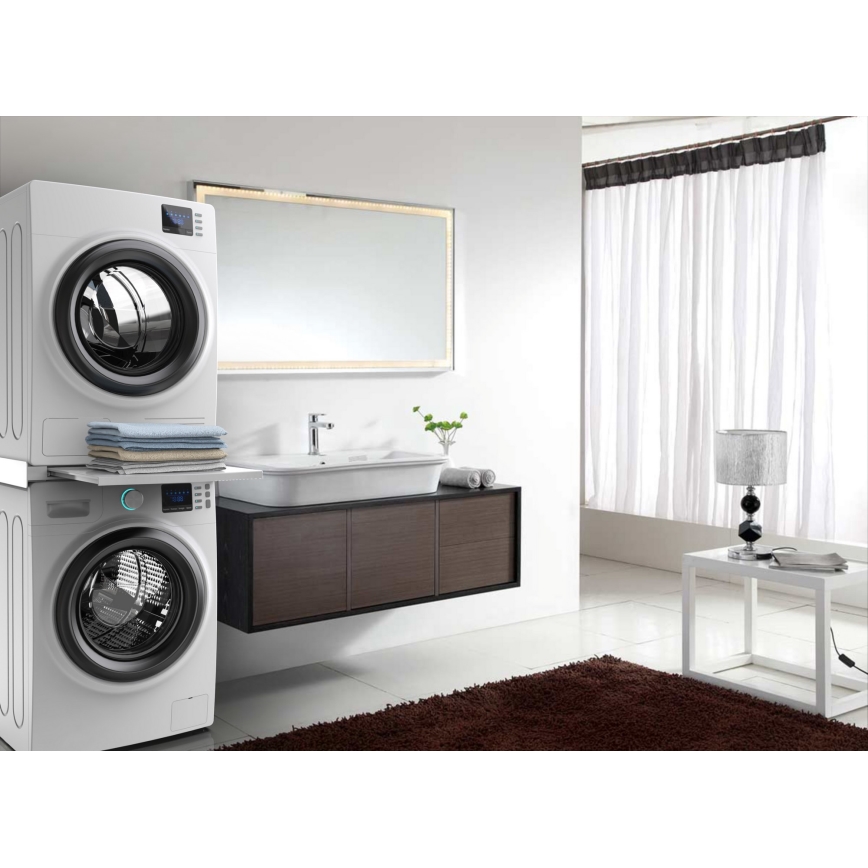 Meliconi 656113 - 70 cm Pedestal with Pull-Out Drawer for Washer and Dryer, White