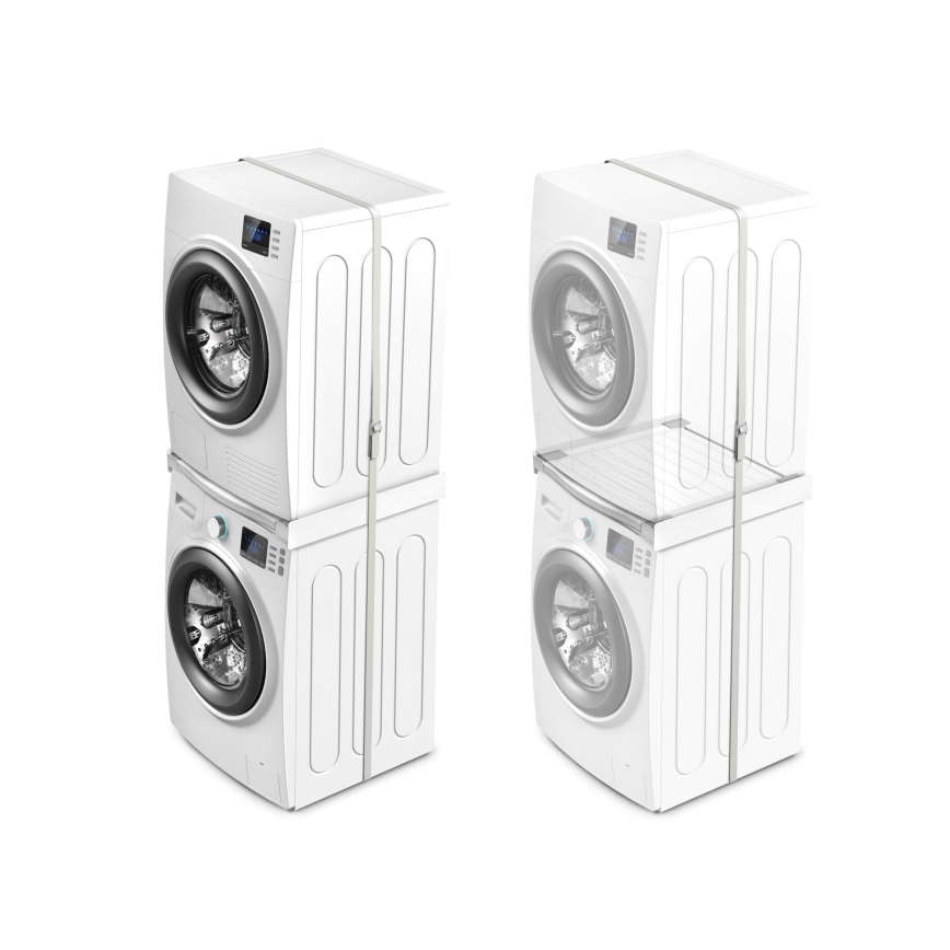 Meliconi 656113 - 70 cm Pedestal with Pull-Out Drawer for Washer and Dryer, White