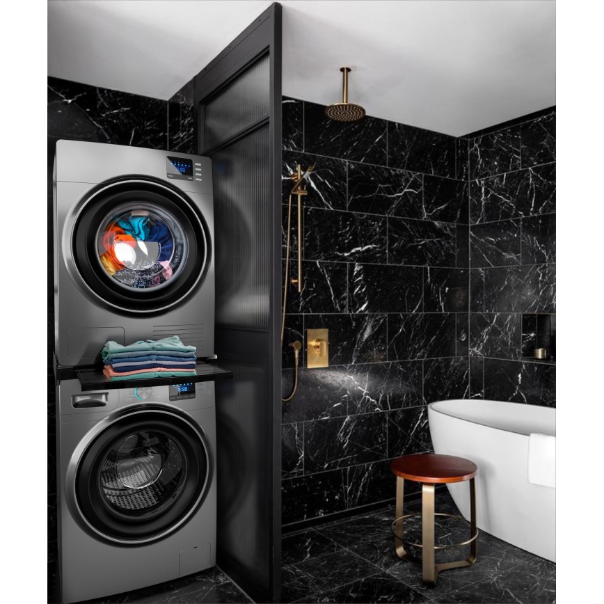 Meliconi 656136 - Stacking kit with pull-out drawer for washer and dryer, 60 cm, black