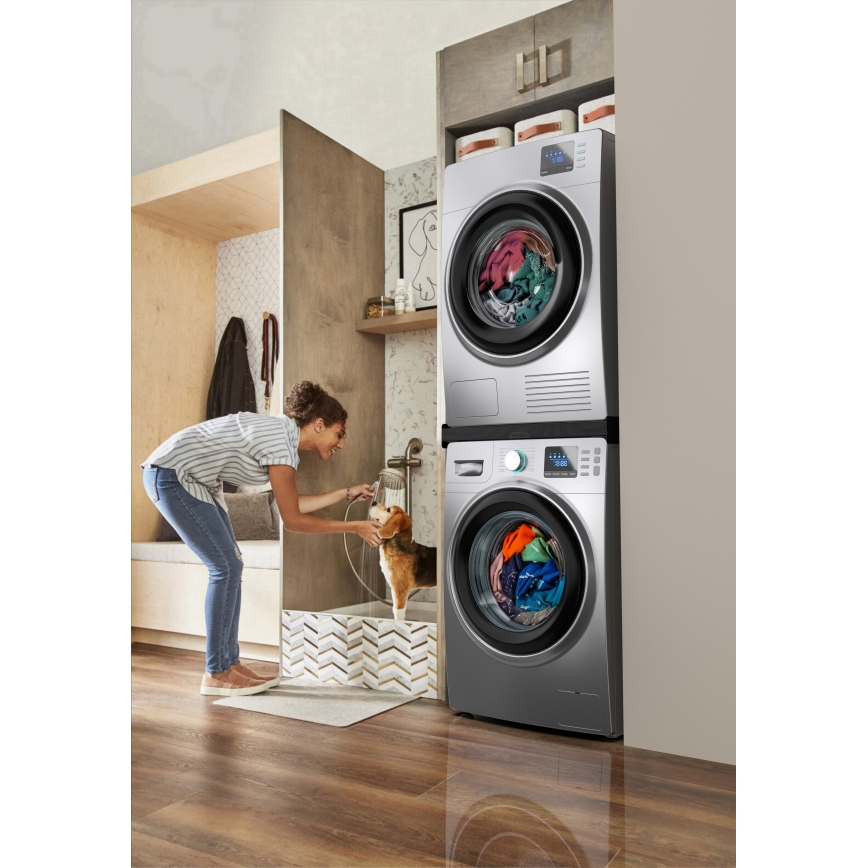 Meliconi 656138 - 70 cm spacer for washing machine and dryer, black