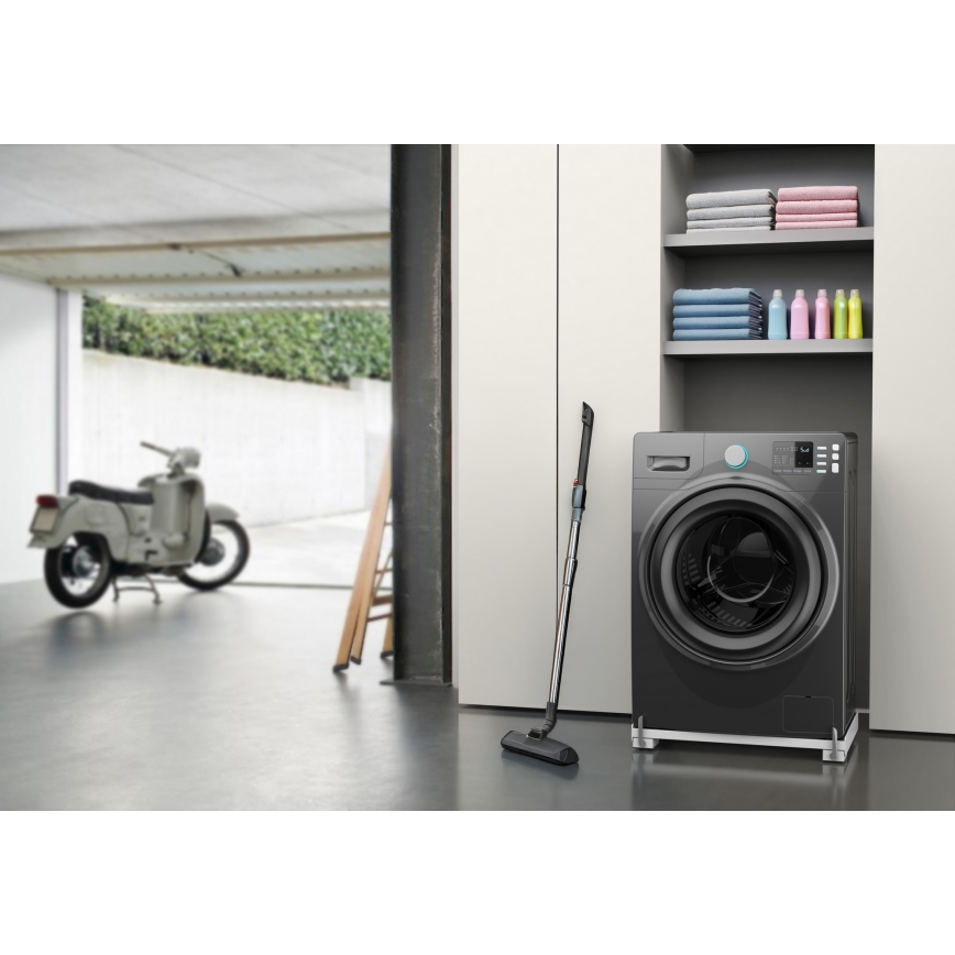 Meliconi 656149 - Anti-Vibration Washing Machine Pad with Retractable Wheels, 47 cm, White