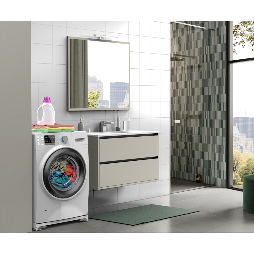 Meliconi 656149 - Anti-Vibration Washing Machine Pad with Retractable Wheels, 47 cm, White