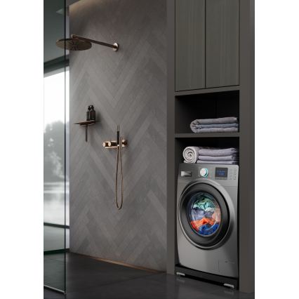 Meliconi 656168 - Anti-vibration pad for washing machine with retractable wheels, 47 cm, black