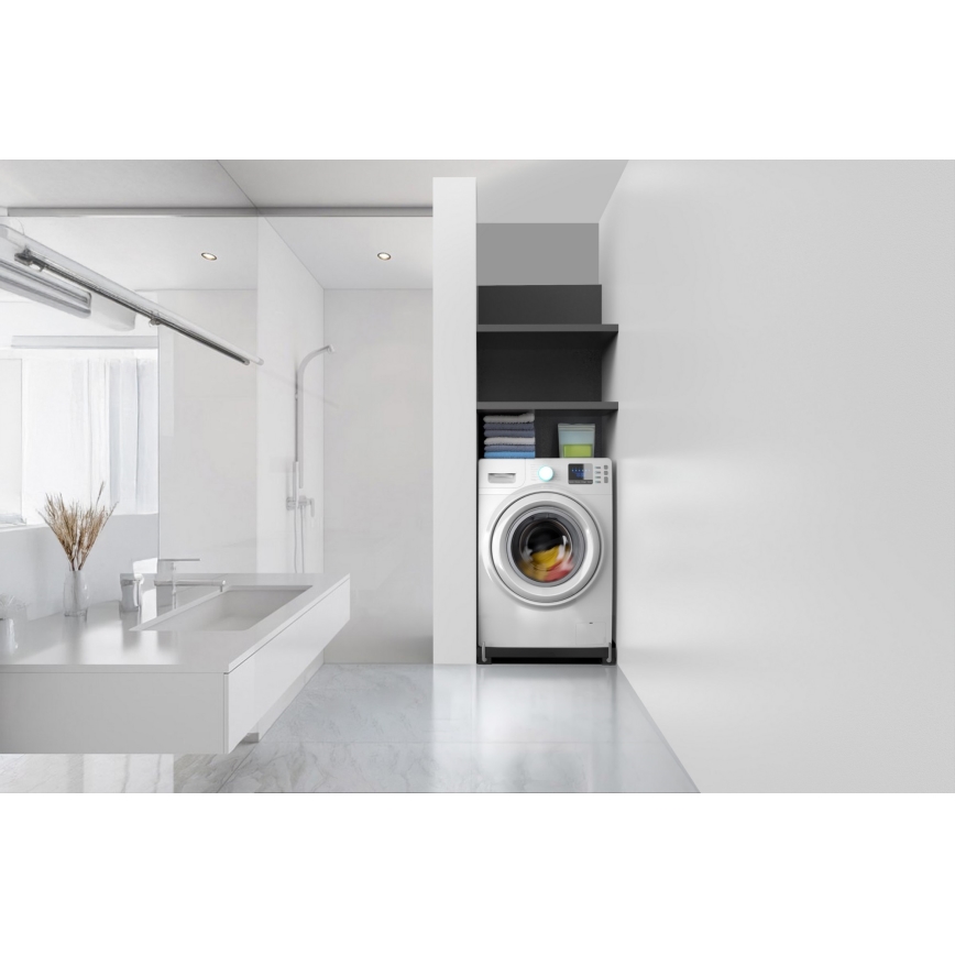 Meliconi 656168 - Anti-vibration pad for washing machine with retractable wheels, 47 cm, black