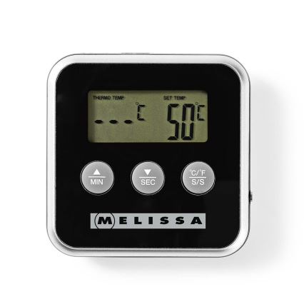 Melissa - Digital meat thermometer with display and timer 0-250 °C 1xAAA