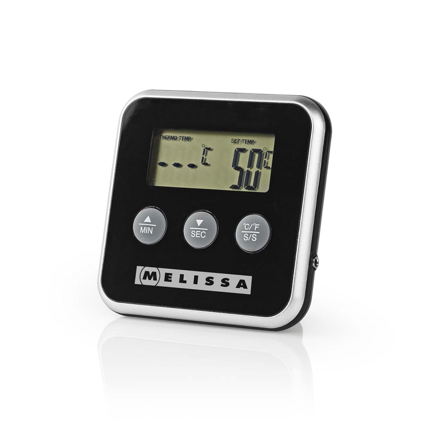 Melissa - Digital meat thermometer with display and timer 0-250 °C 1xAAA