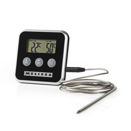 Melissa - Digital meat thermometer with display and timer 0-250 °C 1xAAA