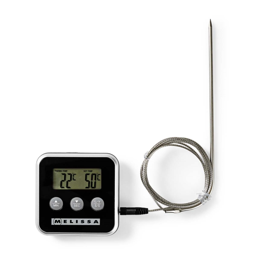 Melissa - Digital meat thermometer with display and timer 0-250 °C 1xAAA