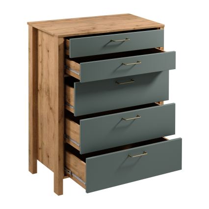 MENTA Chest of Drawers 90x108x47 cm Wotan Oak/Green