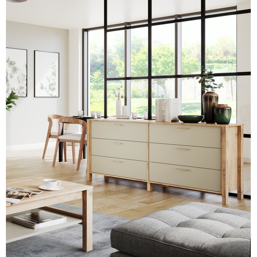 MENTA sideboard 170 x 81 x 47 cm Wotan oak/grey