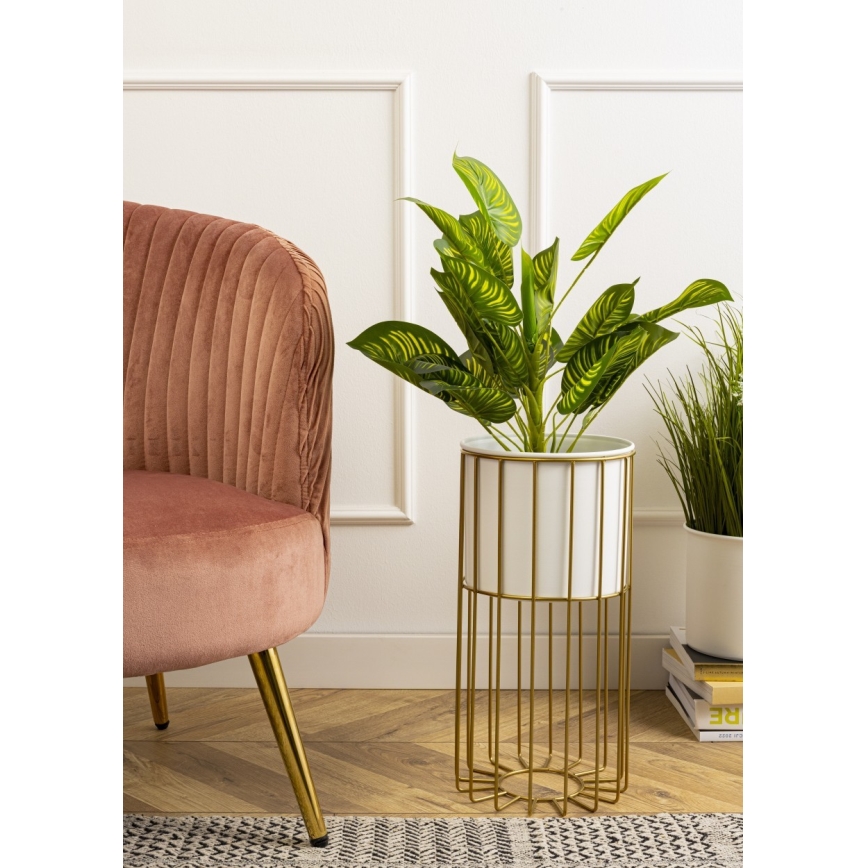 Metal flowerpot LOFT 42x20 cm gold/white