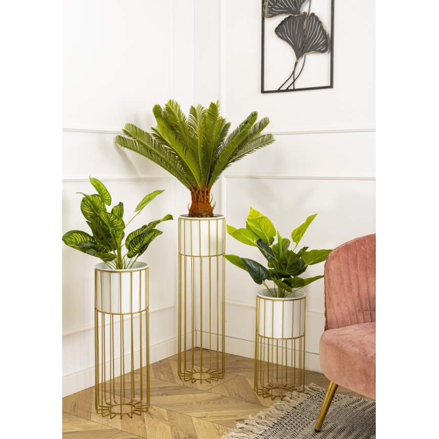 Metal flowerpot LOFT 42x20 cm gold/white