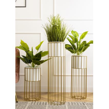 Metal flowerpot LOFT 42x20 cm gold/white