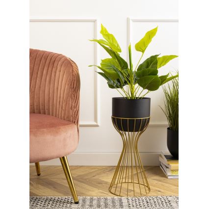 Metal flowerpot LOFT 46x20 cm gold/black