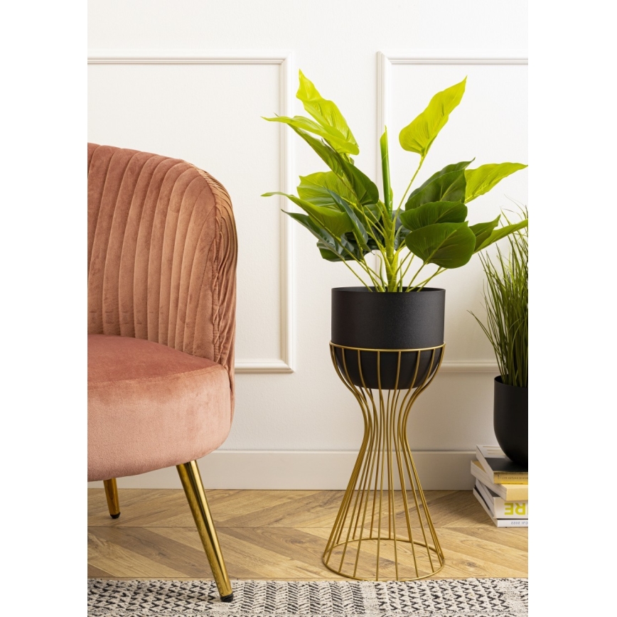 Metal flowerpot LOFT 46x20 cm gold/black