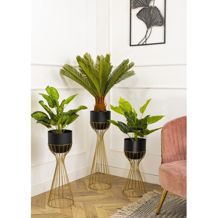 Metal flowerpot LOFT 46x20 cm gold/black