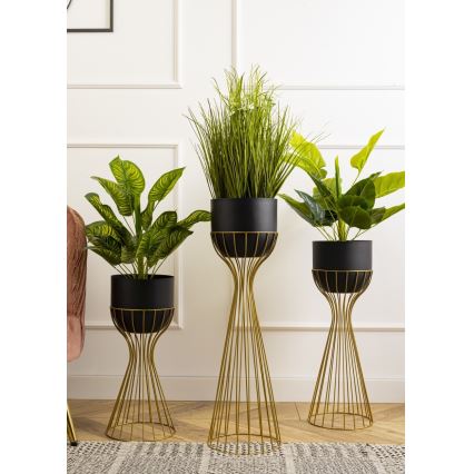 Metal flowerpot LOFT 46x20 cm gold/black