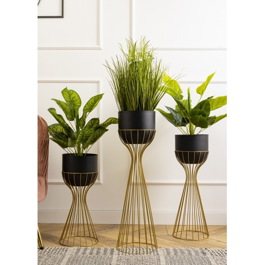 Metal flowerpot LOFT 46x20 cm gold/black