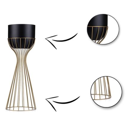 Metal flowerpot LOFT 46x20 cm gold/black