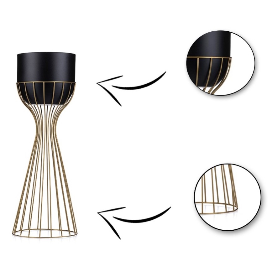 Metal flowerpot LOFT 46x20 cm gold/black