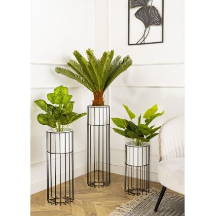 Metal flowerpot LOFT 55x20 cm black/white