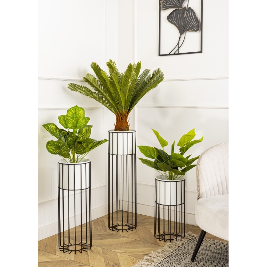 Metal flowerpot LOFT 55x20 cm black/white