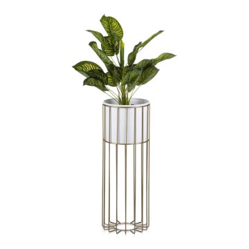Metal flowerpot LOFT 55x20 cm gold/white