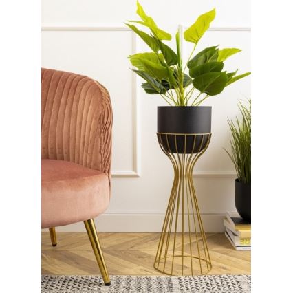 Metal flowerpot LOFT 56x20 cm gold/black