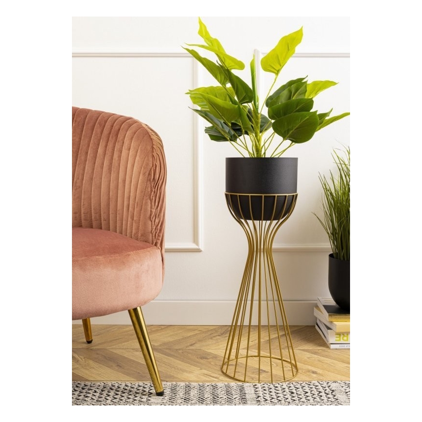 Metal flowerpot LOFT 56x20 cm gold/black