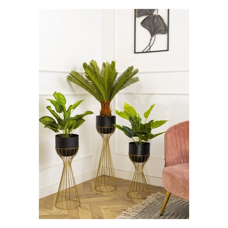 Metal flowerpot LOFT 56x20 cm gold/black