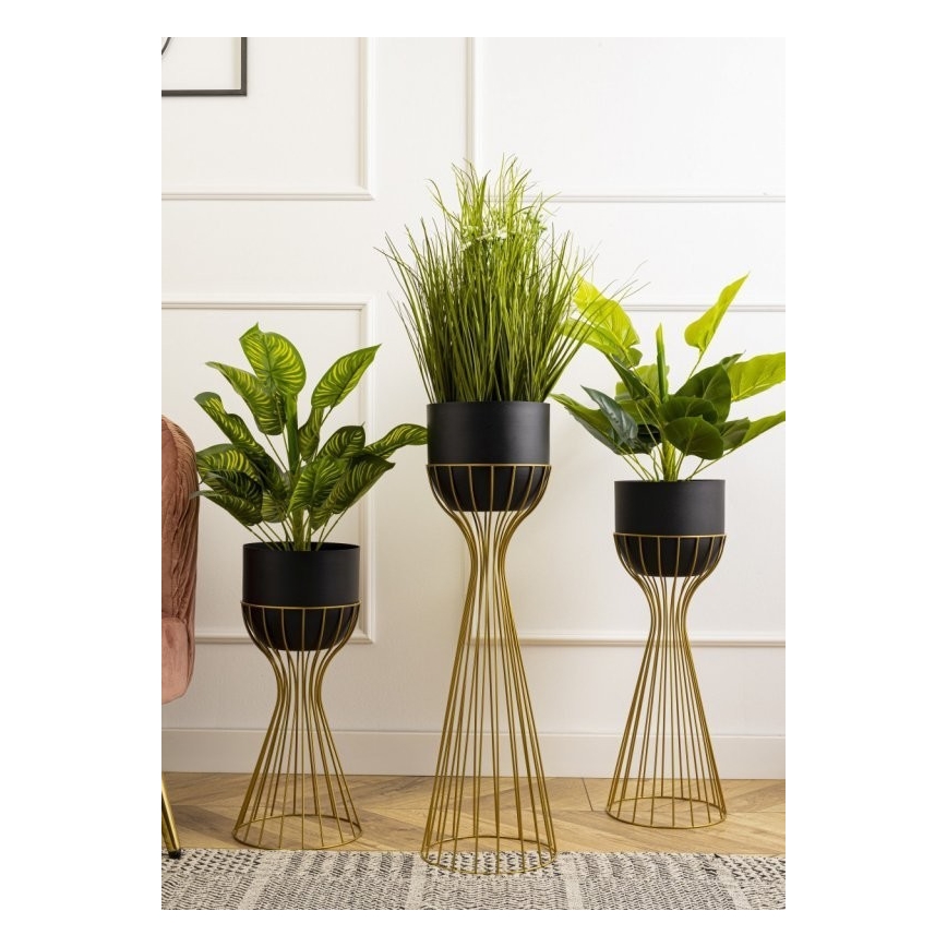 Metal flowerpot LOFT 56x20 cm gold/black