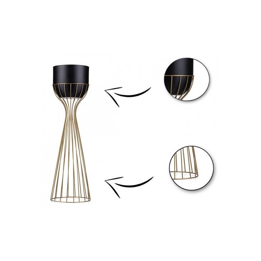 Metal flowerpot LOFT 56x20 cm gold/black