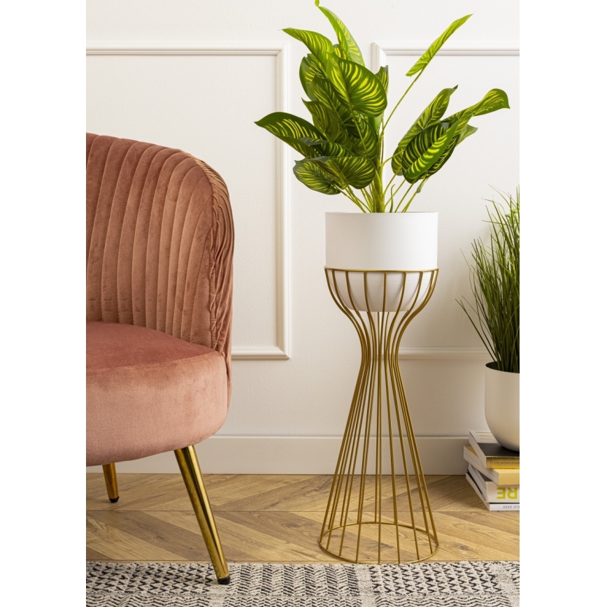 Metal flowerpot LOFT 56x20 cm gold/white