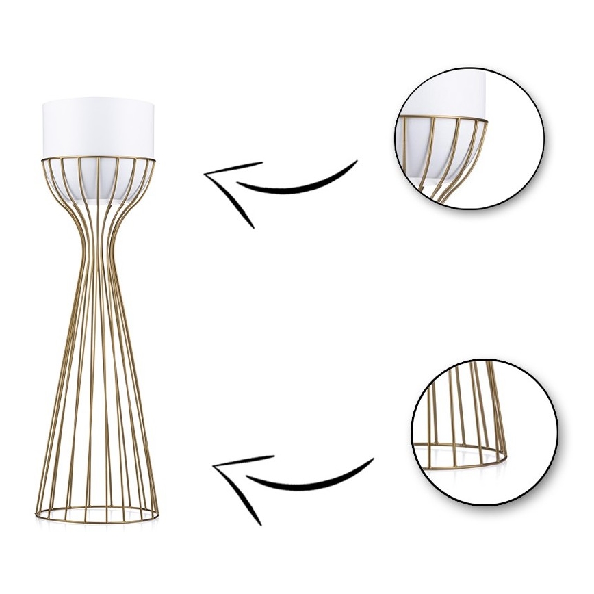 Metal flowerpot LOFT 56x20 cm gold/white