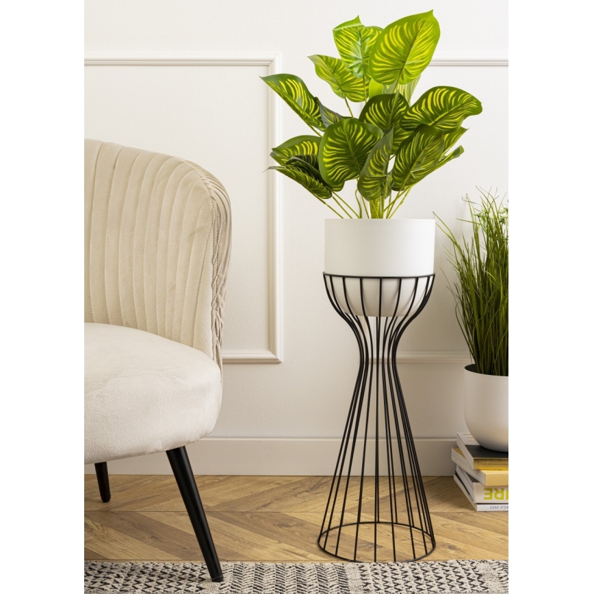 Metal flowerpot LOFT 68x20 cm black/white