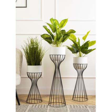 Metal flowerpot LOFT 68x20 cm black/white