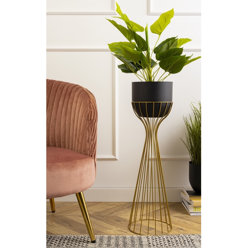 Metal flowerpot LOFT 68x20 cm gold/black