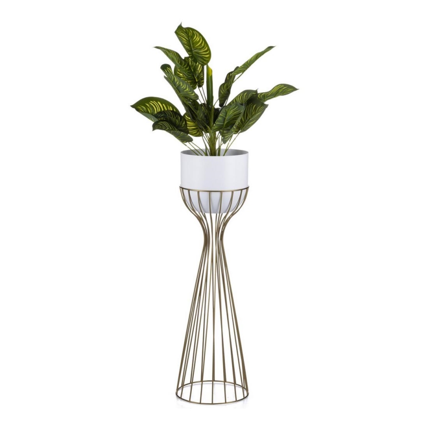 Metal flowerpot LOFT 68x20 cm gold/white